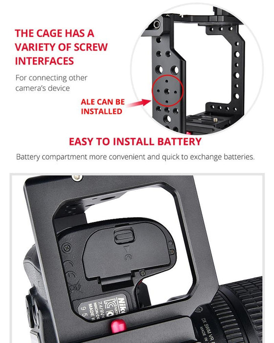 Video Camera Cage Stabilizer - Black Handle