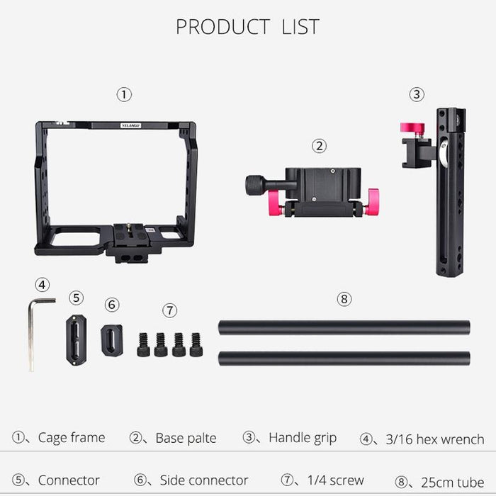 Video Camera Cage Stabilizer - Black Handle