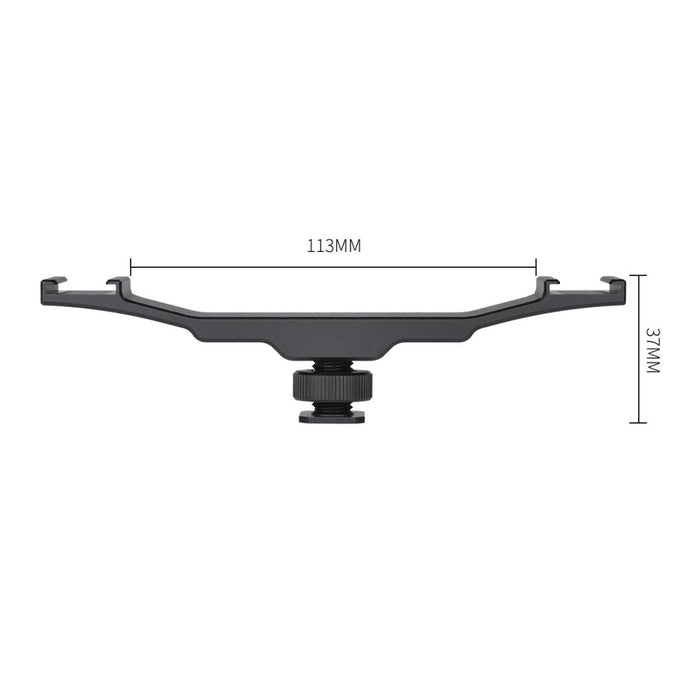 Ylg0702A Dual Cold Hot Shoe Mount Adapter Aluminum Alloy Extension Bracket Black