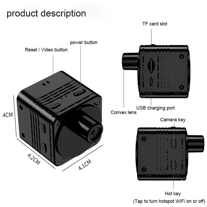 R89 Full Hd 1080P Wifi Mini Dv Recorder Camera Support Monitor Detection & Night Vision & Loop Recording & Tf Card