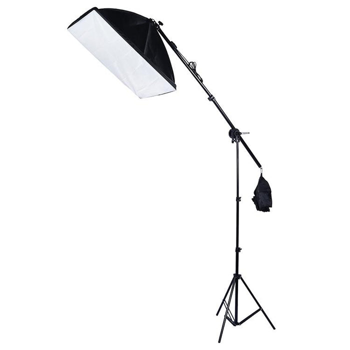 50X70Cm Single Light Softbox & 2M Photography Lighting Tripod Mount Stand & Arm Jib Crossbar Bracket Studio Flash Light Set