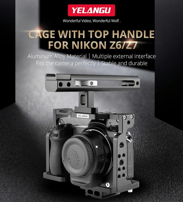 Video Camera Cage Stabilizer With Handle For Nikon Z6 / Z7 - Black