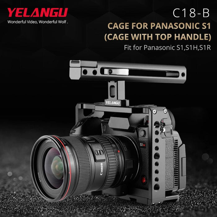 C18 Ylg0915A-B Video Camera Cage Stabilizer With Handle For Panasonic Lumix Dc-S1H / Dc-S1 / Dc-S1R Black