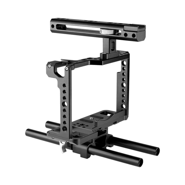 C18 Ylg0915A-C Video Camera Cage Stabilizer With Handle & Rail Rod Mount For Panasonic Lumix Dc-S1H / Dc-S1 / Dc-S1R Black