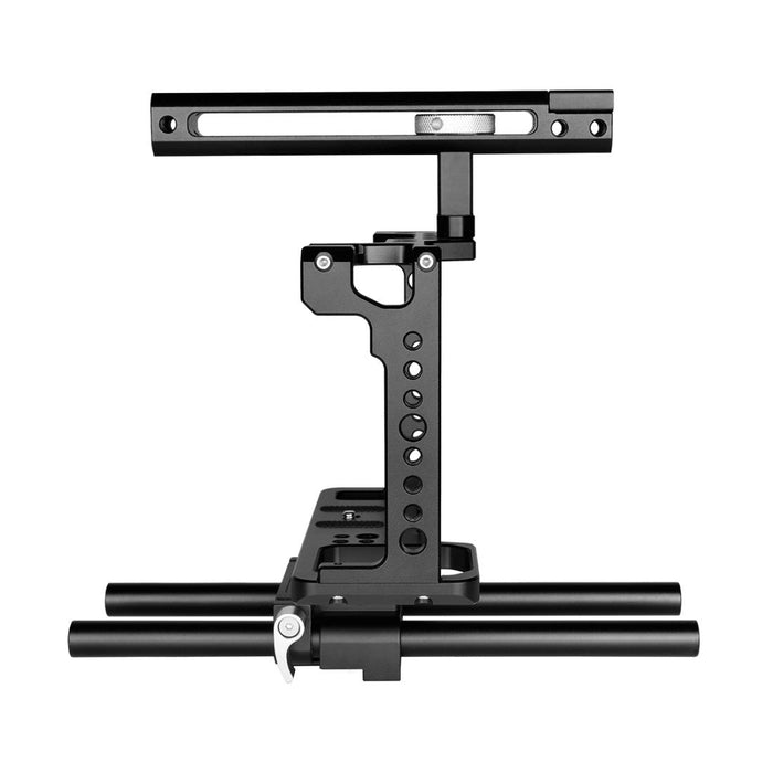 C18 Ylg0915A-C Video Camera Cage Stabilizer With Handle & Rail Rod Mount For Panasonic Lumix Dc-S1H / Dc-S1 / Dc-S1R Black