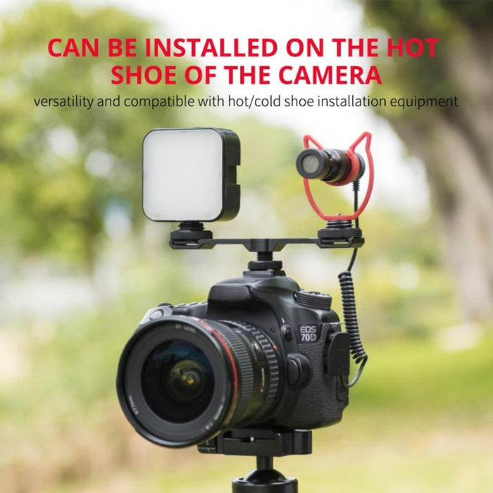 Aluminum Dual Cold Shoe Mount Adapter Extension Bracket - Black