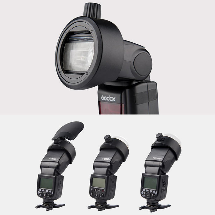 S-R1 Flash Speedlite Round Shape Adapter For Tt685 / V860Ii / V350 / Tt600 Black