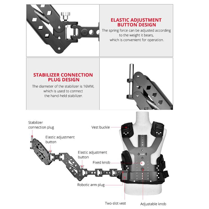 B200-C1 Dual Shock-Absorbing Arm Stabilizer Vest Camera Support System For Dslr & Dv Digital Video Cameras Black