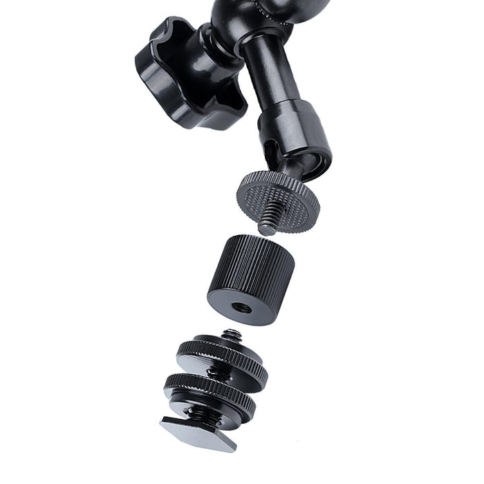 11 Inch Adjustable Friction Articulating Magic Arm & Large Claws Clips With Phone Clamp Black