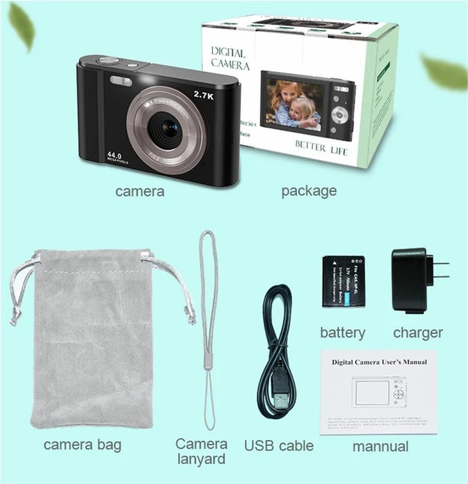 Dc302 2.88 Inch 44Mp 16X Zoom 2.7K Full Hd Digital Camera Children Card Camera