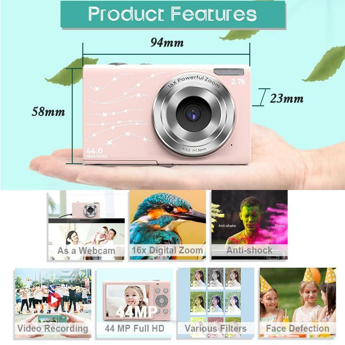 Dc402 2.4 Inch 44Mp 16X Zoom 1080P Full Hd Digital Camera Children Card Camera