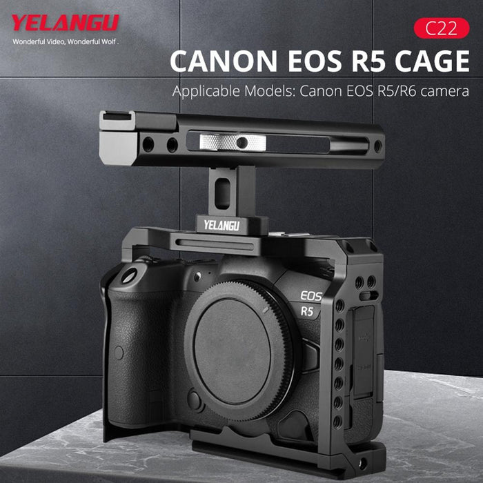 C22 Ylg0334B Video Camera Cage Stabilizer With Handle For Canon Eos R5/R6 Black