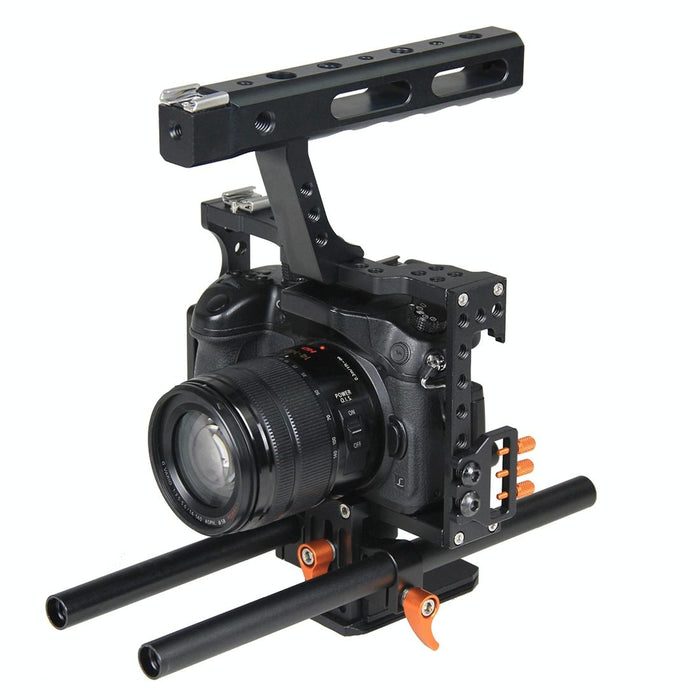 Ylg0904A-C Handle Video Camera Cage Stabilizer For Panasonic Lumix Dmc-Gh4 / Sony A7 & A7S & A7R & A7Rii & A7Sii Orange