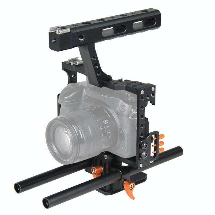 Ylg0904A-C Handle Video Camera Cage Stabilizer For Panasonic Lumix Dmc-Gh4 / Sony A7 & A7S & A7R & A7Rii & A7Sii Orange