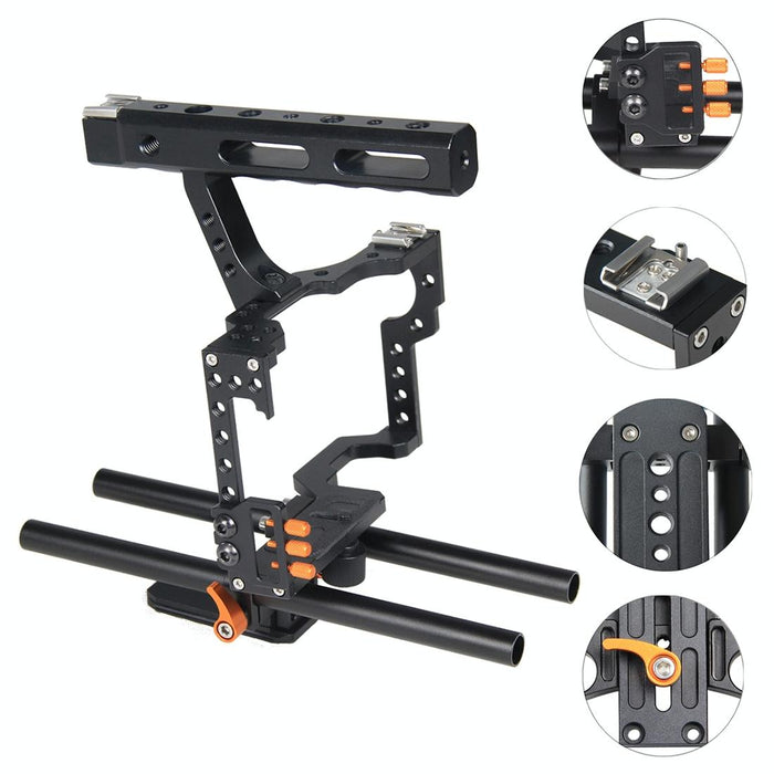 Ylg0904A-C Handle Video Camera Cage Stabilizer For Panasonic Lumix Dmc-Gh4 / Sony A7 & A7S & A7R & A7Rii & A7Sii Orange