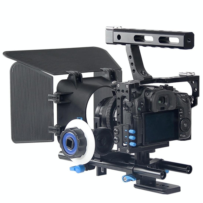 Ylg1105A Handle Video Camera Cage Stabilizer Kit With Matte Box & Follow Focus For Panasonic Lumix Dmc-Gh4 & G7 / Sony A7 & A7S & A7R & A7Rii & A7Sii