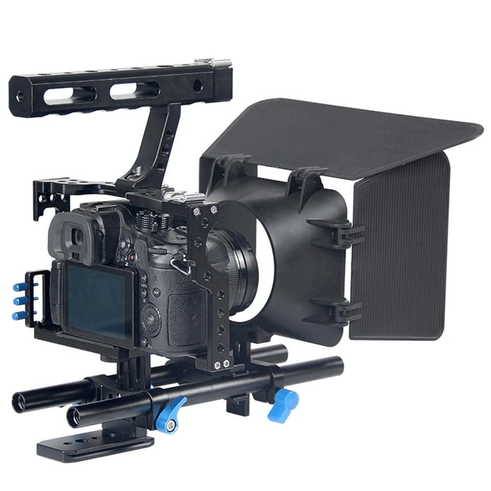 Ylg1105A Handle Video Camera Cage Stabilizer Kit With Matte Box & Follow Focus For Panasonic Lumix Dmc-Gh4 & G7 / Sony A7 & A7S & A7R & A7Rii & A7Sii