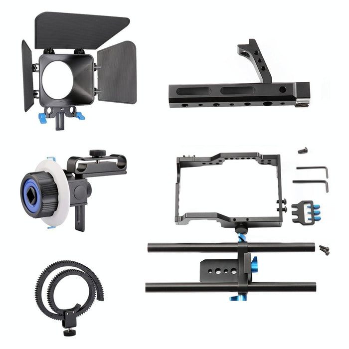 Ylg1105A Handle Video Camera Cage Stabilizer Kit With Matte Box & Follow Focus For Panasonic Lumix Dmc-Gh4 & G7 / Sony A7 & A7S & A7R & A7Rii & A7Sii