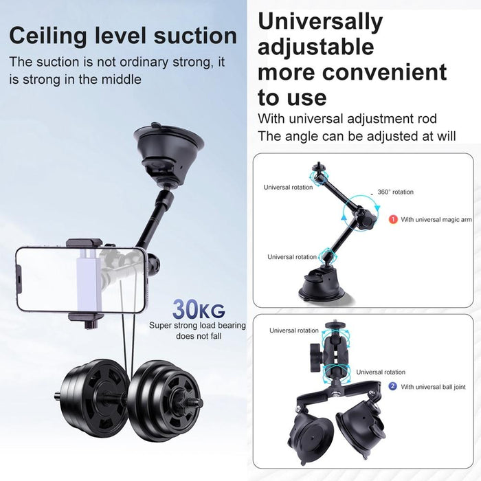 Arm Phone Clamp Mount Dual-leg Suction Cup Connecting Rod