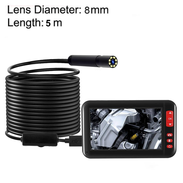 4.3 Inch Screen Display Hd1080P Inspection Endoscope With 8 Leds Length 5M Lens Diameter 8Mm Mild Line