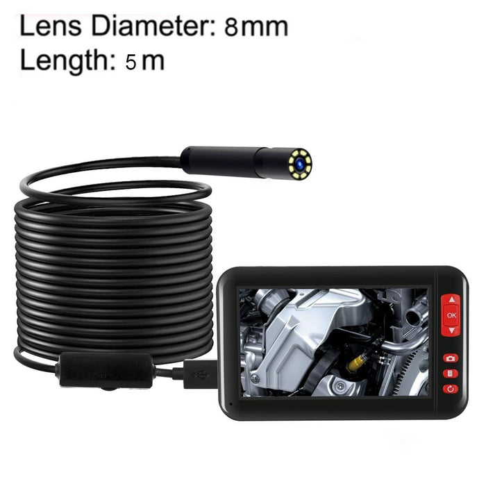 4.3 Inch Screen Display Hd1080P Inspection Endoscope With 8 Leds Length 5M Lens Diameter 8Mm Hard Line