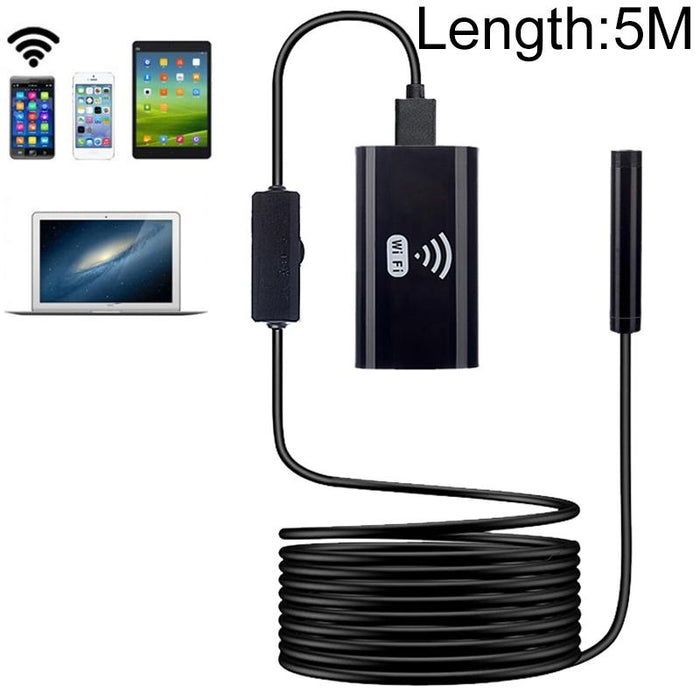 Hd Mobile Phone Endoscope 8Mm Waterproof Pipe Endoscope Wifi Version Hardwire Length 5M Black