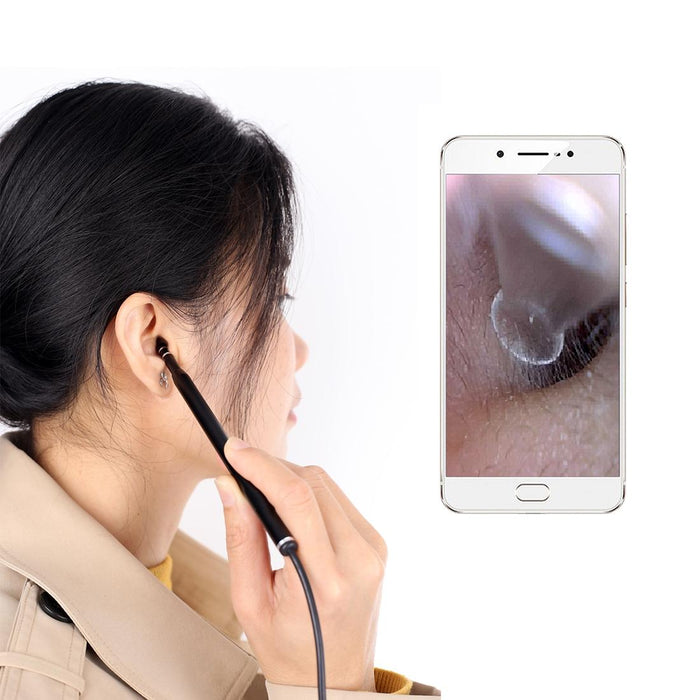 5.5Mm Home Otoscope Three-In-One Ear Endoscope 30W Hd Otoscope Visual Ear Picking Otoscope Black