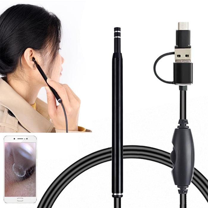 5.5Mm Home Otoscope Three-In-One Ear Endoscope 30W Hd Otoscope Visual Ear Picking Otoscope Black