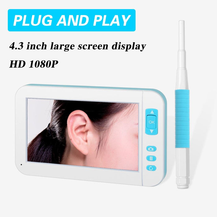 C01 4.3 Inch Screen Display Hd1080P Visual Earspoon Endoscope With 6 Leds Diameter 3.9Mm