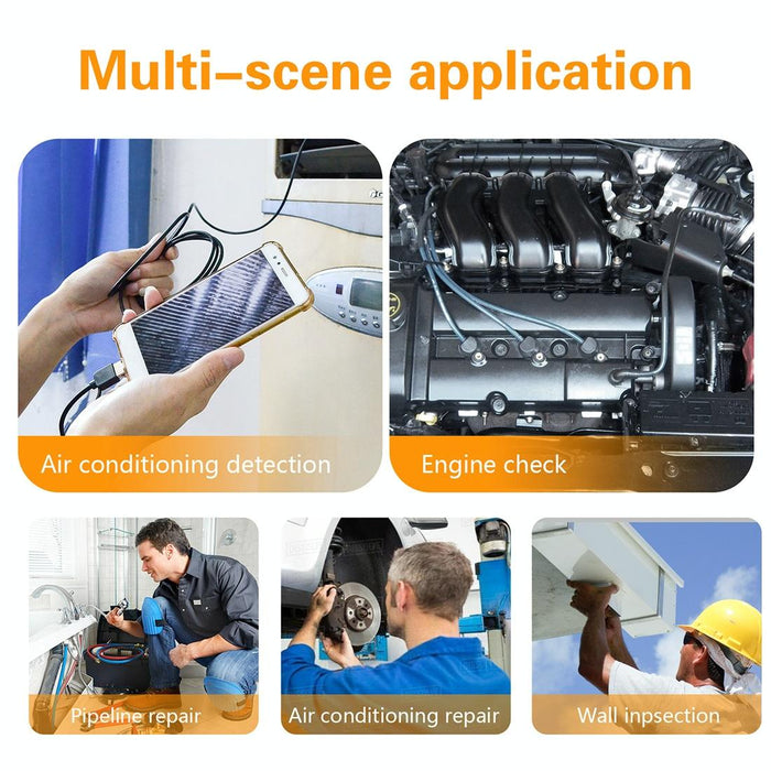 Y101 8Mm Spiral Head 3 In 1 Waterproof Digital Endoscope Inspection Camera Length 2M Flexible Cable Black