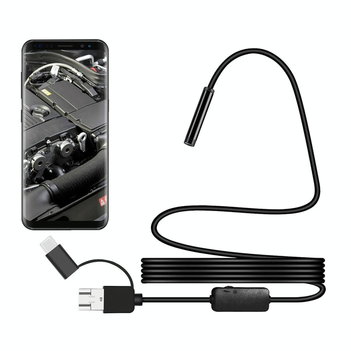 Y101 8Mm Spiral Head 3 In 1 Waterproof Digital Endoscope Inspection Camera Length 2M Flexible Cable Black