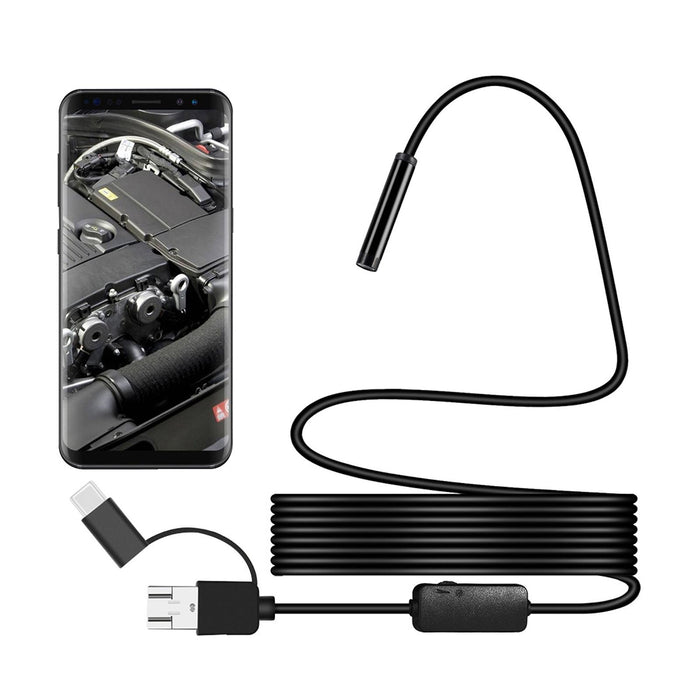 8Mm Spiral Head 3 In 1 Waterproof Digital Endoscope Inspection Camera Length 3.5M Flexible Cable Black