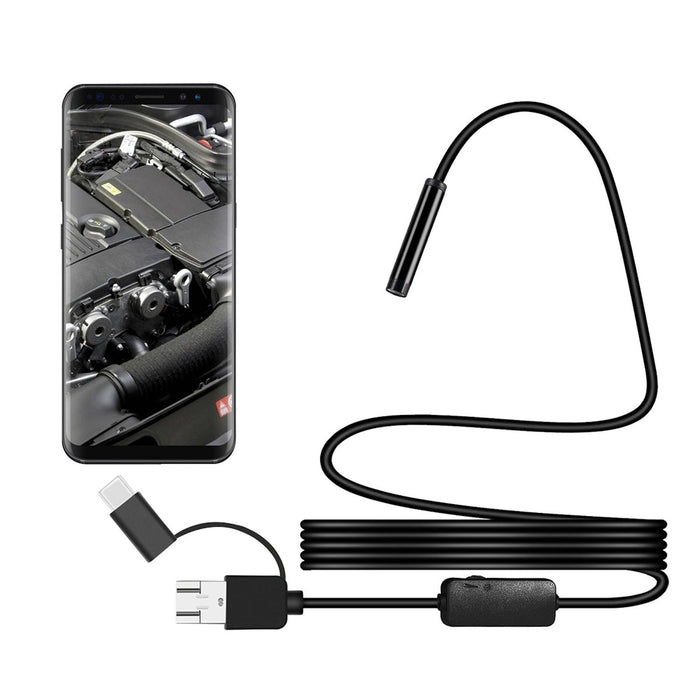 Y101 8Mm Spiral Head 3 In 1 Waterproof Digital Endoscope Inspection Camera Length 2M Hard Cable Black