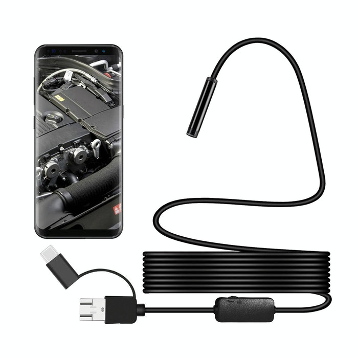 8Mm Spiral Head 3 In 1 Waterproof Digital Endoscope Inspection Camera Length 3.5M Hard Cable Black