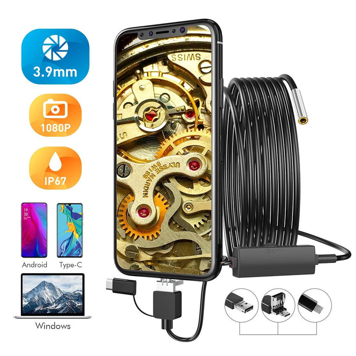 Inskam107 3.9Mm 3 In 1 Hd Waterproof Industry Digital Endoscope Inspection Camera Length 3.5M Flexible Cable Black