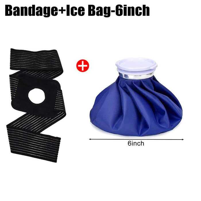 Medical Reusable Ice Cold Hot Water Bag with Elastic Wrap For Injuries Pain Relief