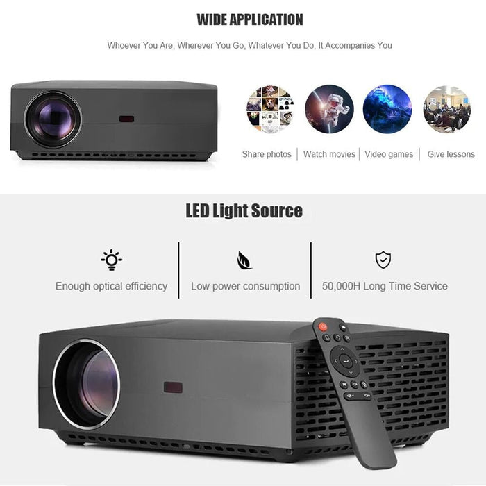 F30 5.8 Inch Lcd Screen 4200 Lumens 1920 X 1080P Full Hd Smart Projector With Remote Control Supports Audio Out / Spdif/ Av In / Usb / Hdmi Black