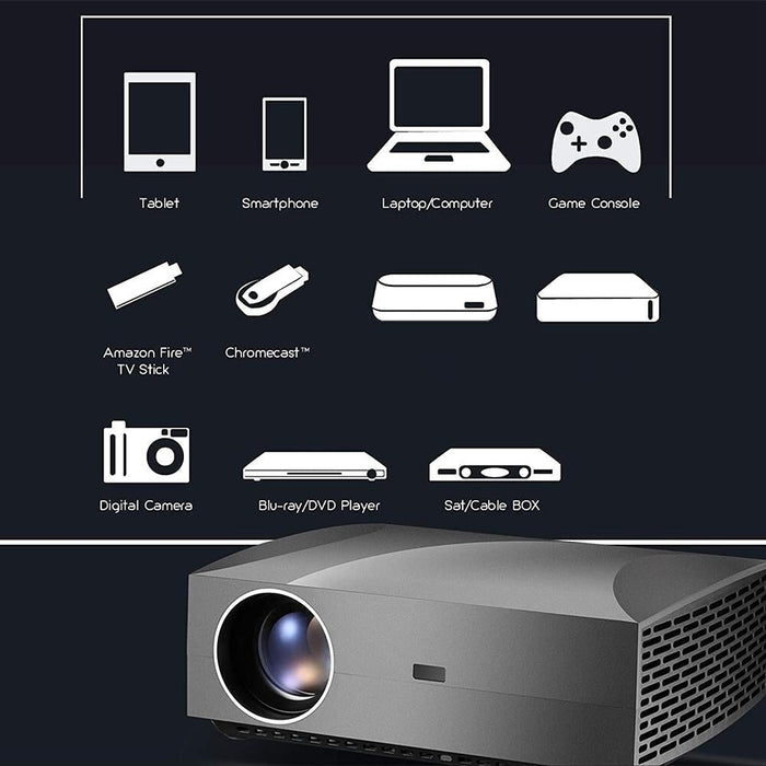 F30 5.8 Inch Lcd Screen 4200 Lumens 1920 X 1080P Full Hd Smart Projector With Remote Control Supports Audio Out / Spdif/ Av In / Usb / Hdmi Black