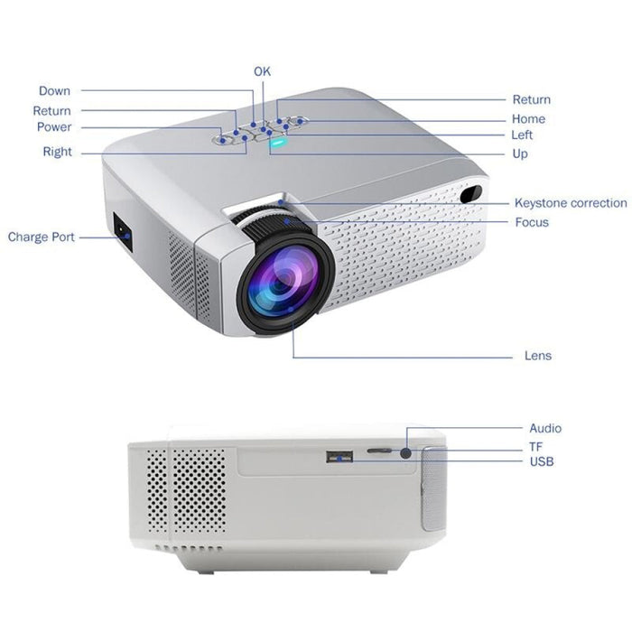 D40S 1600 Lumens Portable Home Theater Led Hd Digital Projector Silver