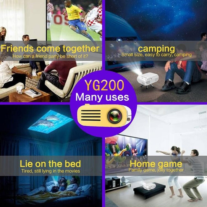 Yg200 Portable Led Pocket Mini Projector Av Sd Hdmi Video Movie Game Home Theater Video Projector Black And White