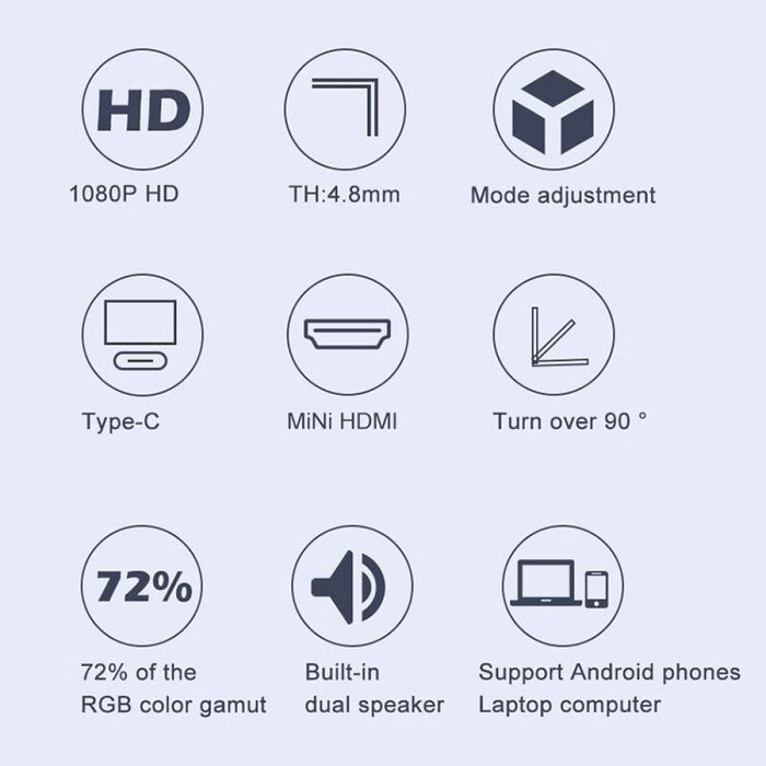 M8 14Inch 1080P Ultra-Thin Hd Portable Narrow-Edge Display