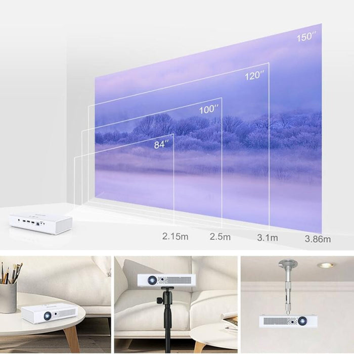 V6 3800 Lumens Android 6.0 3D Smart Dlp Projector 2Gb + 32Gb Supports Dual Band Wifi / Bluetooth / Hdmi / Tf Card / Rj45