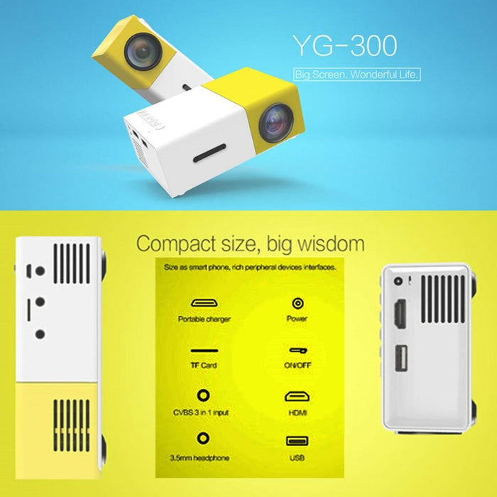 Yg300 400 Lumens Portable Mini Home Theater Led Projector With Remote Controller Supports Hdmi Av Sd Usb Interfaces