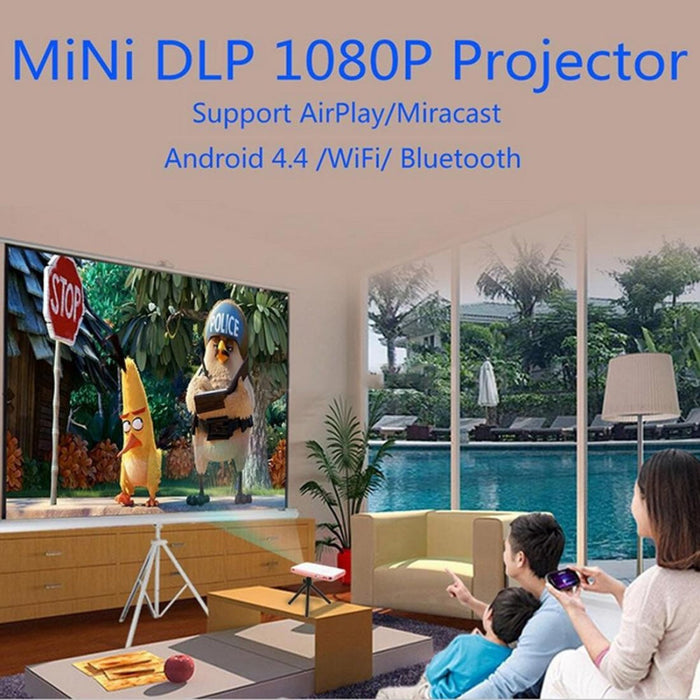 Dl-S6 + 1000 Lumens 854X480 Smart Mini Projector Rk3128 Cpu 1Gb + 32Gb Android 4.4 Bluetooth Wifi Hdmi Rose Gold