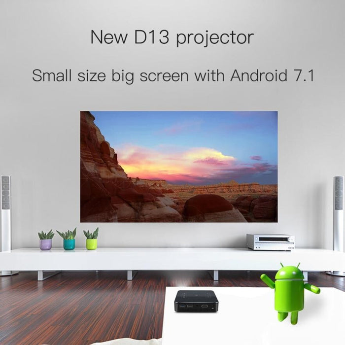 D13 2 + 16G 854 X 480 Android 7.1.2 Mini Pocket Projector 4K Dlp Smart Handheld Led Wifi Home Theater Projector Supports Usb / Tf / Hdmi