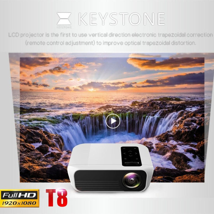 T8 1920X1080 Portable Home Theater Office Full Hd Mini Led Projector With Remote Control Built-In Speaker Supports Usb / Hdmi / Av / Ir Same Screen Version