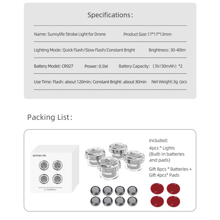 2 Night Strobe Led Light for Dji Mavic Mini / Air Fpv - Pack