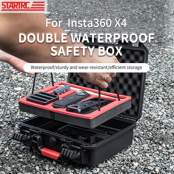 For Insta360 X4 Startrc Waterproof Eva Abs Dual-Layer Suitcase Storage Box Black