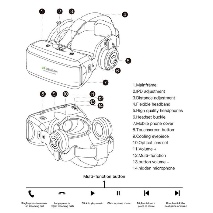 3d Vr Glasses For 4.7 - 6.1 Inch Smartphones Headset