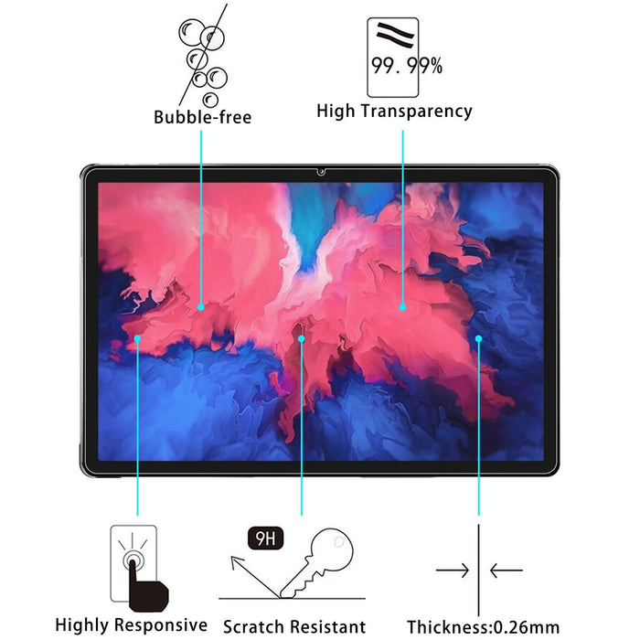 2Pcs 9H Hd Explosion-Proof Tempered Glass Film For Lenovo Tab P11 / Tab P11 5G / Xiaoxin Pad 11 Inch / Motorola Moto Tab G70 / Blackview Tab 16 / Tcl Nxtpaper 11